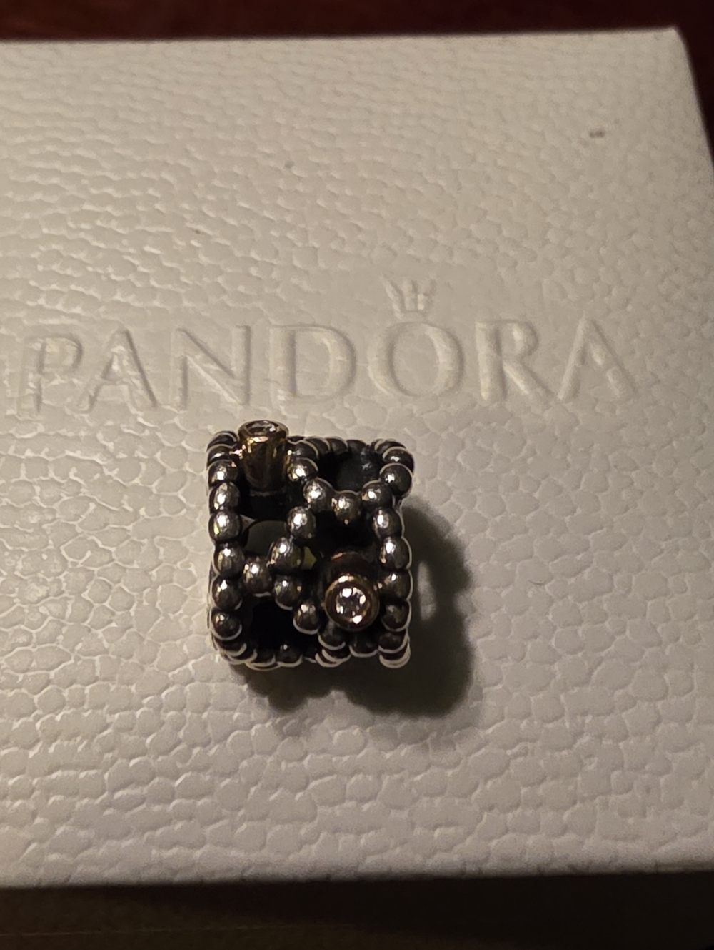 Retired PANDORA DIAMOND DELIGHT - Silver 14K Gold Settings With Real Diamonds - Picture 2 of 8